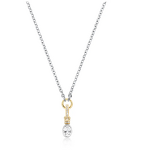 V BY LAURA VANN OVAL CUT CHARM ON CARRIER CHAIN NECKLACE