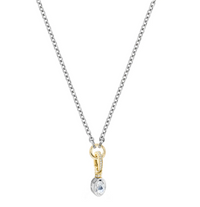 V BY LAURA VANN OVAL CUT CHARM ON CARRIER CHAIN NECKLACE