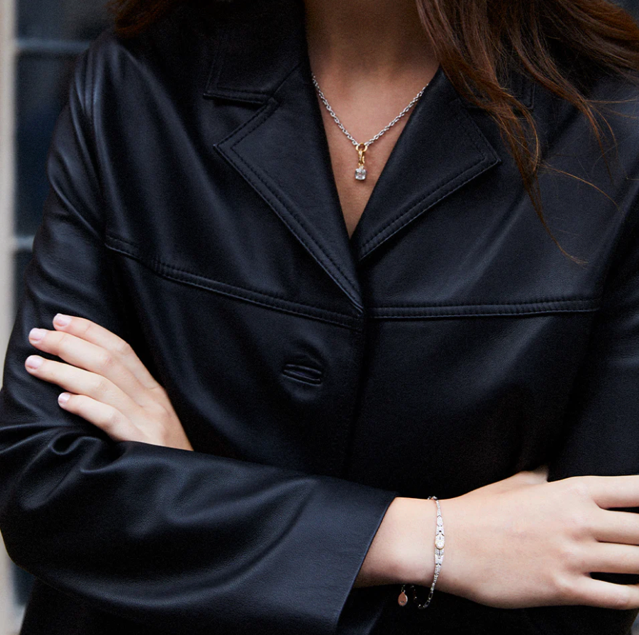 V BY LAURA VANN CUSHION CUT CHARM ON CARRIER CHAIN NECKLACE