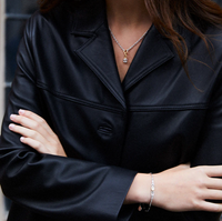 V BY LAURA VANN CUSHION CUT CHARM ON CARRIER CHAIN NECKLACE