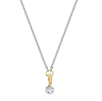 V BY LAURA VANN CUSHION CUT CHARM ON CARRIER CHAIN NECKLACE