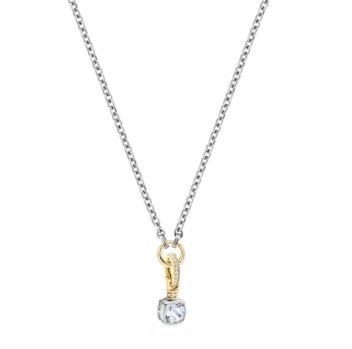 V BY LAURA VANN CUSHION CUT CHARM ON CARRIER CHAIN NECKLACE
