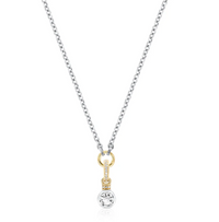 V BY LAURA VANN BRILLIANT CUT CHARM ON CARRIER CHAIN NECKLACE