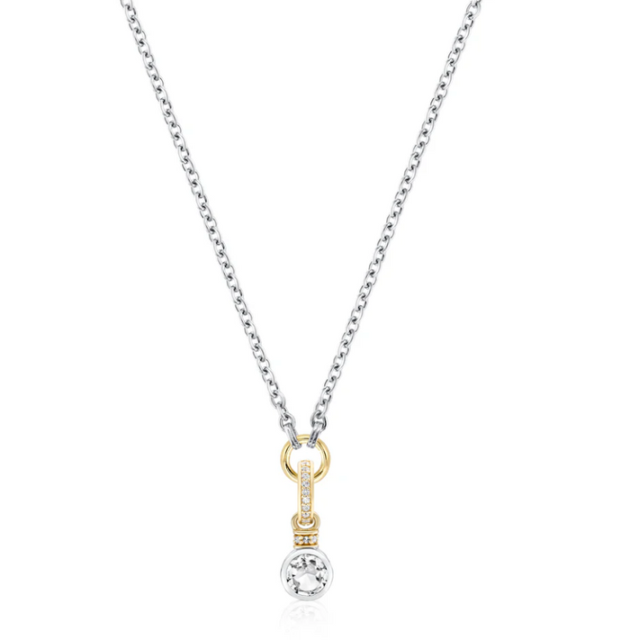 V BY LAURA VANN BRILLIANT CUT CHARM ON CARRIER CHAIN NECKLACE