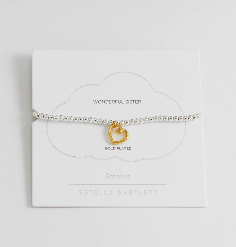 ESTELLA BARTLETT DOUBLE BEADED HEART CONNECTOR BRACELET