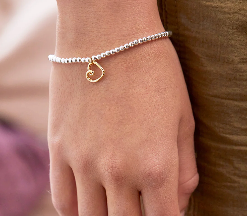 ESTELLA BARTLETT DOUBLE BEADED HEART CONNECTOR BRACELET