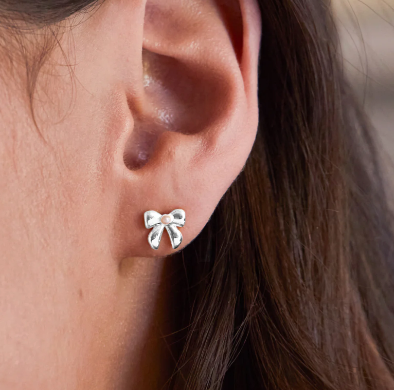 ESTELLA BARTLETT PEARL BOW STUD EARRINGS