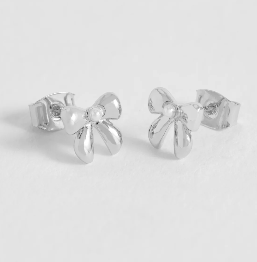ESTELLA BARTLETT PEARL BOW STUD EARRINGS