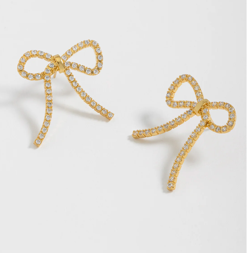 ESTELLA BARTLETT BOW TENNIS CHAIN EARRINGS