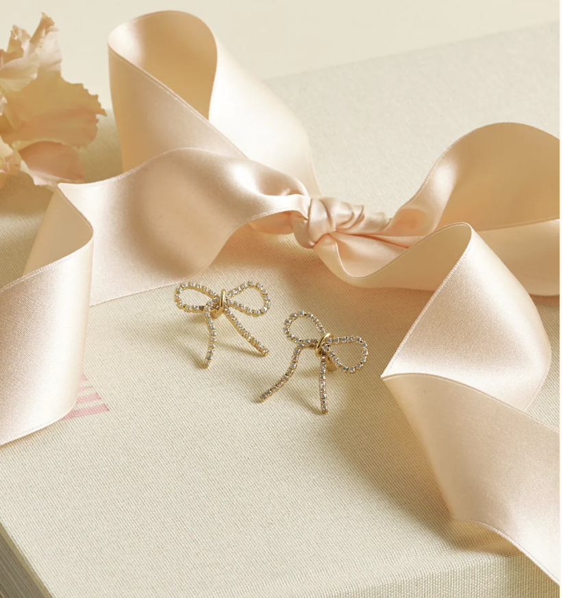 ESTELLA BARTLETT BOW TENNIS CHAIN EARRINGS