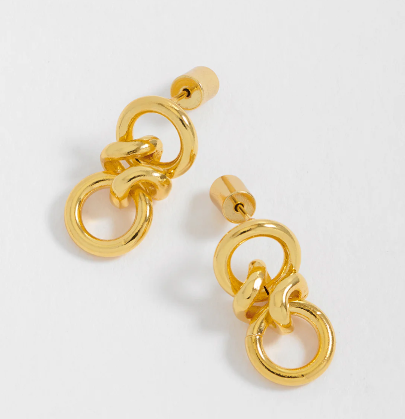 ESTELLA BARTLETT KNOTTED DOUBLE DROP HOOP EARRINGS