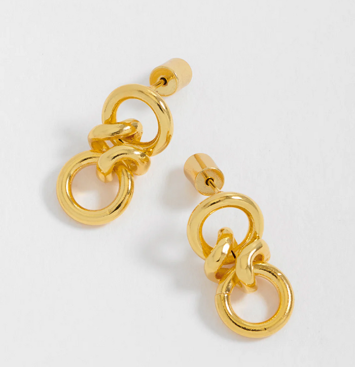 ESTELLA BARTLETT KNOTTED DOUBLE DROP HOOP EARRINGS