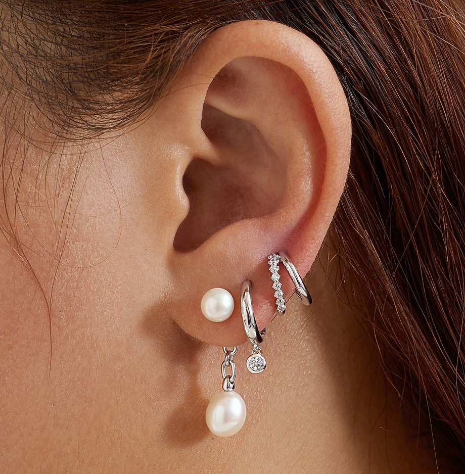 ANIA HAIE CUBIC ZIRCONIA DROP HUGGIE HOOP EARRINGS