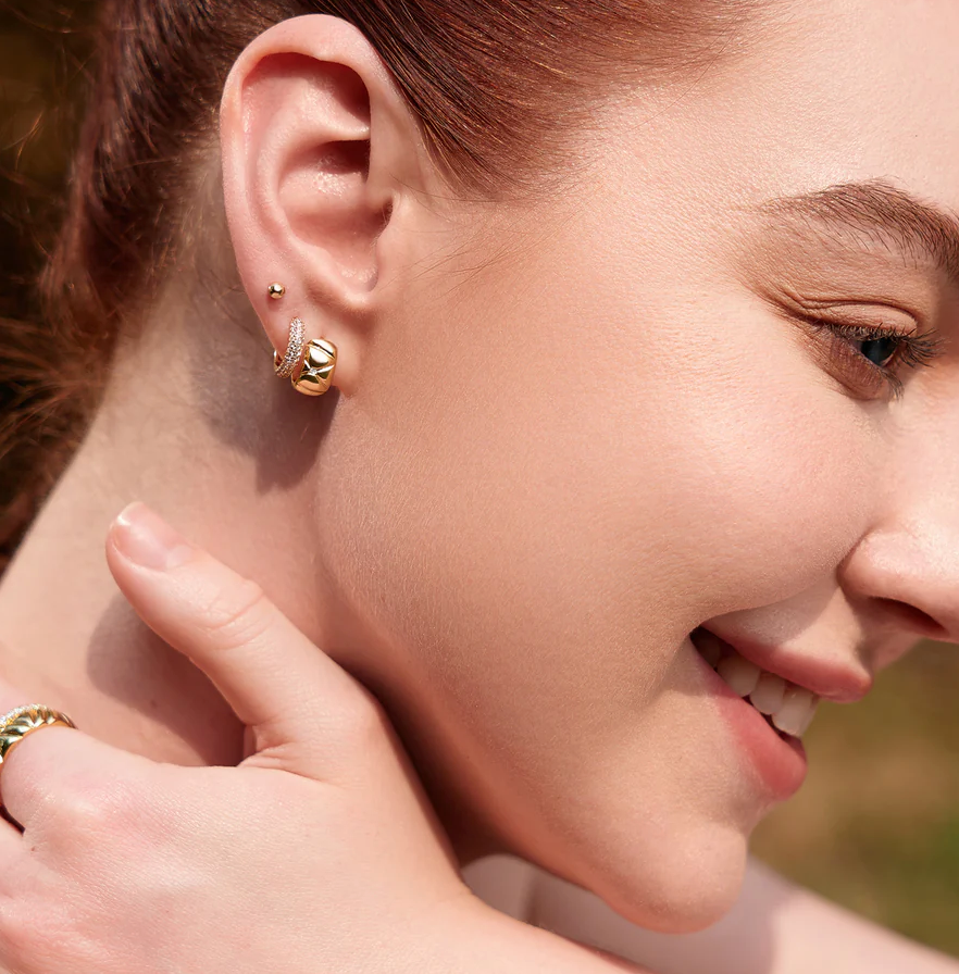 ANIA HAIE PAVE HUGGIE HOOP EARRINGS