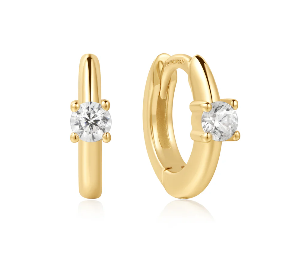 ANIA HAIE SOLITAIRE CUBIC ZIRCONIA MINI HUGGIE EARRINGS