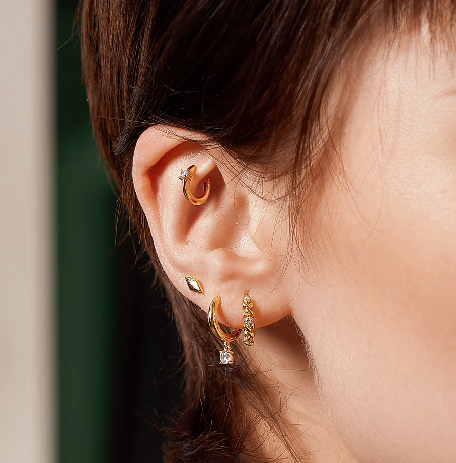 ANIA HAIE SOLITAIRE CUBIC ZIRCONIA MINI HUGGIE EARRINGS