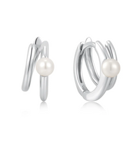 ANIA HAIE PARALLEL DUO PEARL HUGGIE EARRINGS