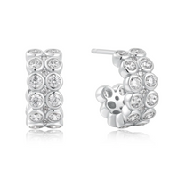 ANIA HAIE DOUBLE ROW BEZEL SET HOOP EARRINGS
