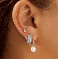 ANIA HAIE DOUBLE ROW BEZEL SET HOOP EARRINGS