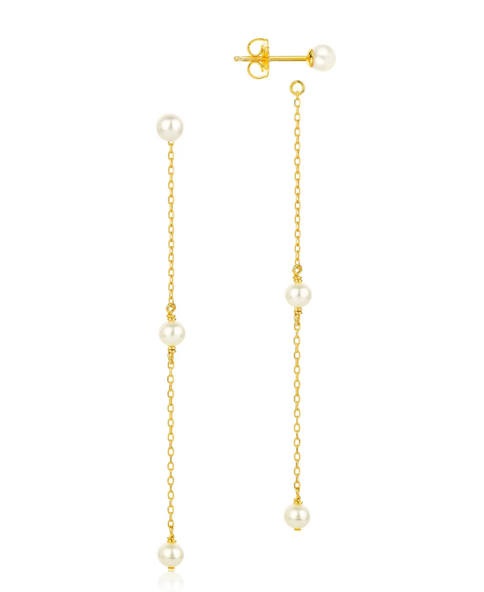 CLAUDIA BRADBY ABACUS PEARL STUD WITH PEARL DROP EARRINGS