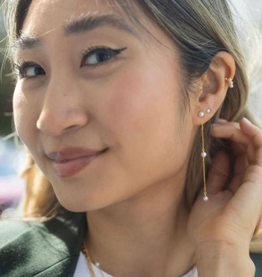 CLAUDIA BRADBY ABACUS PEARL STUD WITH PEARL DROP EARRINGS