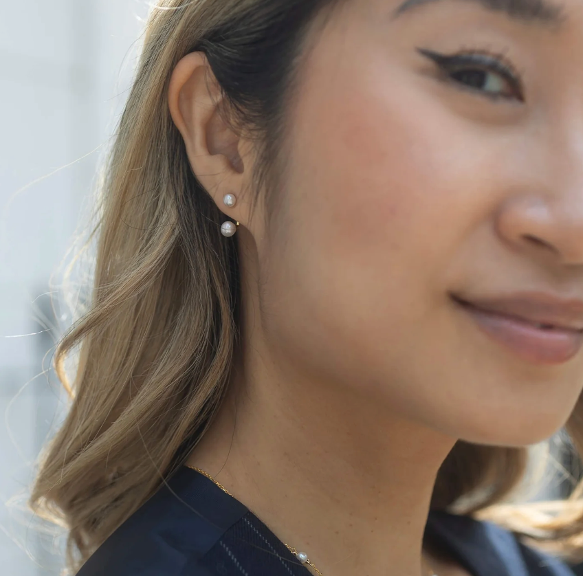 CLAUDIA BRADBY MERMAID MINI SILVER AND PEARL DUO EARRINGS