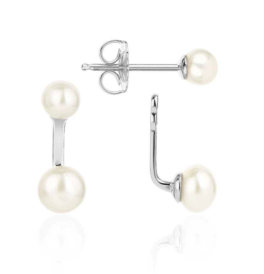 CLAUDIA BRADBY MERMAID MINI SILVER AND PEARL DUO EARRINGS