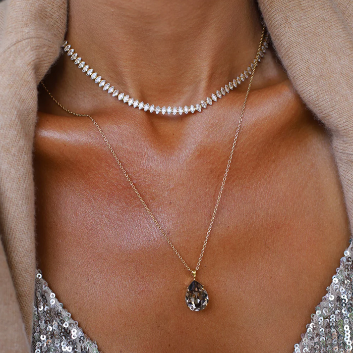 CAROLINE SVEDBOM CRYSTAL NAVETTE NECKLACE