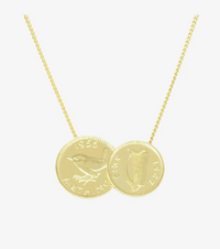 KATIE MULLALLY 9CT GOLD IRISH & ENGLISH DOUBLE COIN NECKLACE