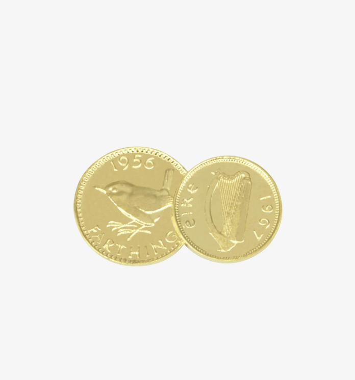 KATIE MULLALLY 9CT GOLD IRISH & ENGLISH DOUBLE COIN NECKLACE