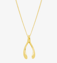 KATIE MULLALLY 9CT GOLD TINY WISHBONE NECKLACE