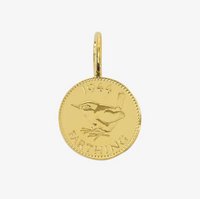 KATIE MULLALLY 9CT GOLD SINGLE FARTHING COIN NECKLACE