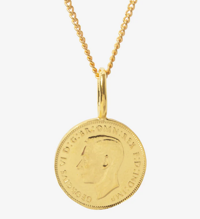 KATIE MULLALLY 9CT GOLD SINGLE FARTHING COIN NECKLACE