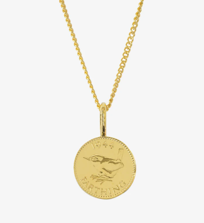 KATIE MULLALLY 9CT GOLD SINGLE FARTHING COIN NECKLACE
