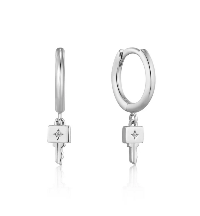 ANIA HAIE KEY HUGGIE HOOP EARRINGS