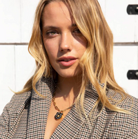 KIRSTIE LE MARQUE DIAMOND AND BLACK ENAMEL CHUNKY LOCK NECKLACE