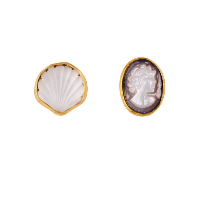 GRAINNE MORTON MISMATCHED CAMEO STUD EARRINGS