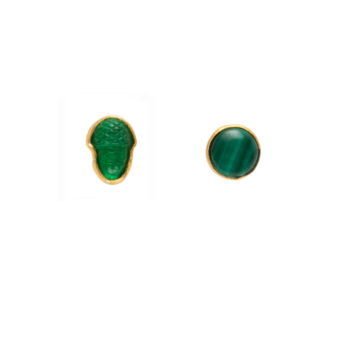 GRAINNE MORTON MISMATCHED GREEN STUD EARRINGS