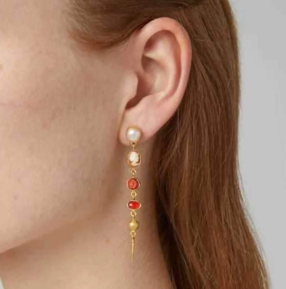 GRAINNE MORTON FIVE CHARM CAMEO VICTORIAN DROP EARRINGS