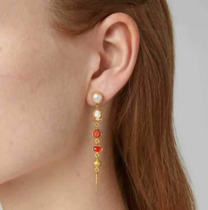 GRAINNE MORTON FIVE CHARM CAMEO VICTORIAN DROP EARRINGS