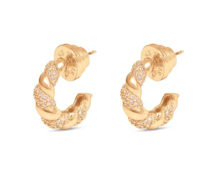 TALIS CHAINS BAGUETTE HOOP EARRINGS