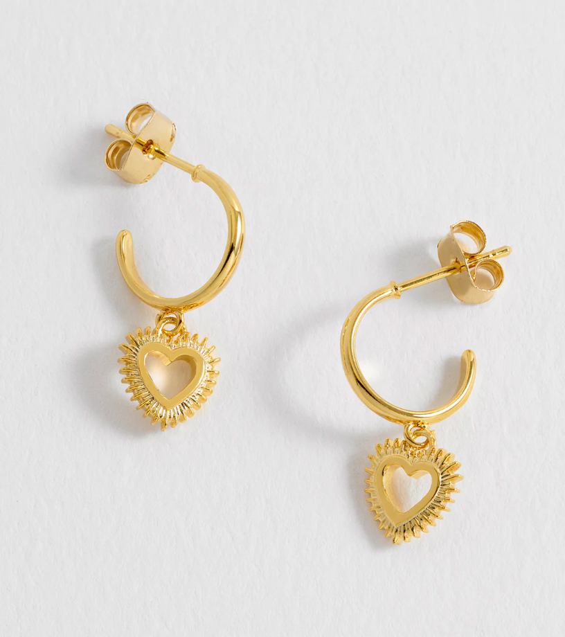 ESTELLA BARTLETT HEART BURST DROP HOOP EARRINGS
