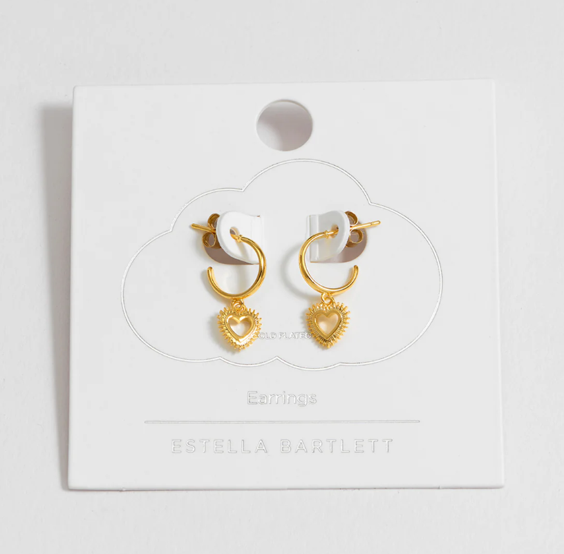 ESTELLA BARTLETT HEART BURST DROP HOOP EARRINGS
