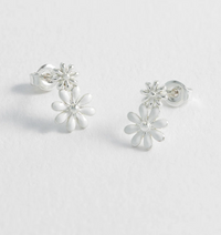 ESTELLA BARTLETT WHITE ENAMEL DOUBLE FLOWER EARRINGS