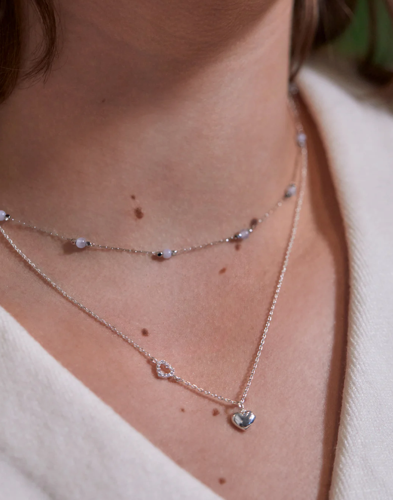 ESTELLA BARTLETT HEART CHARM OPEN CZ NECKLACE