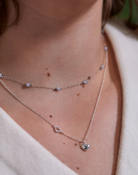 ESTELLA BARTLETT HEART CHARM OPEN CZ NECKLACE