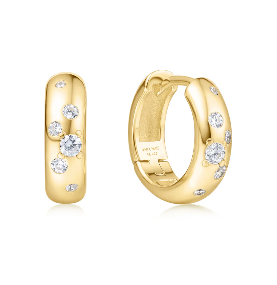 ANIA HAIE SMALL CHUBBY SPARKLING HUGGIE EARRINGS