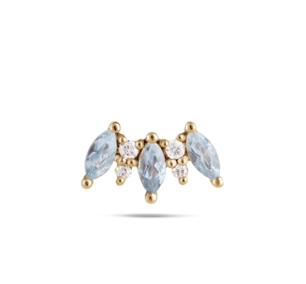 ZOHREH V AQUAMARINE AND DIAMOND FLAT BACK EARRING