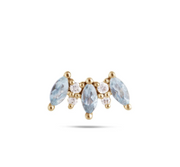 ZOHREH V AQUAMARINE AND DIAMOND FLAT BACK EARRING