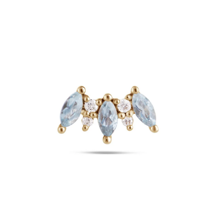 ZOHREH V AQUAMARINE AND DIAMOND FLAT BACK EARRING